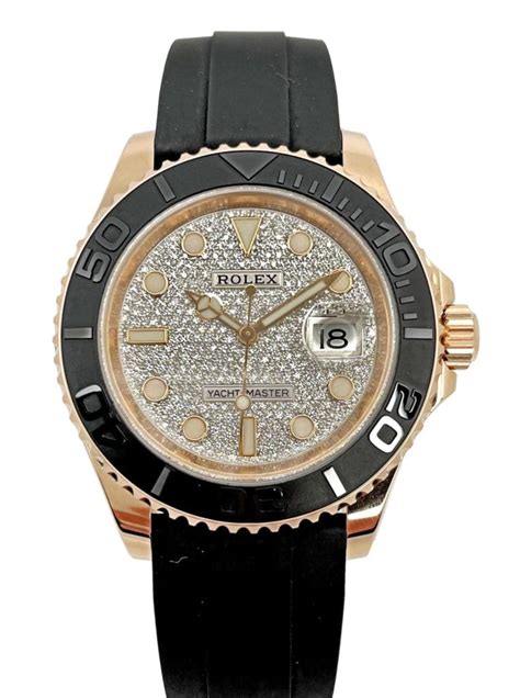 rolex yacht master diamond pave dial|rolex yacht master 40 pink gold.